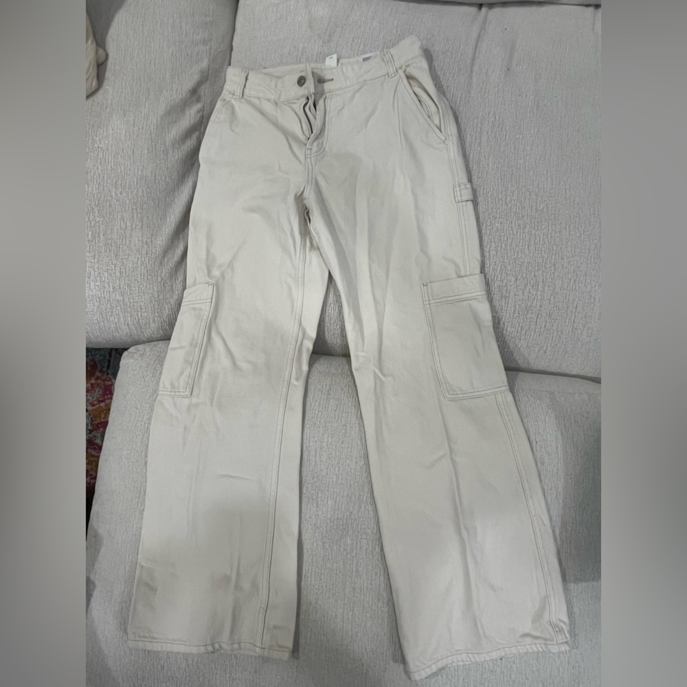 H&M Cream Straight Leg Jeans